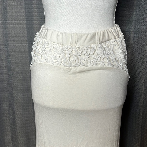 SOLITAIRE MEDIUM OFF WHITE MAXI SKIRT WITH SIDE SLITS New - Picture 8 of 10